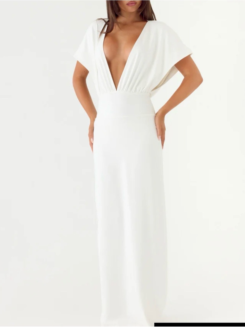 Peppermayo White Strapless Plunging Maxi Dress